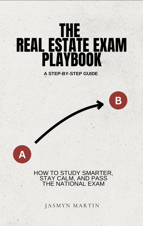 Book cover of 'The Real Estate Exam Playbook' by Jasmyn Martin
